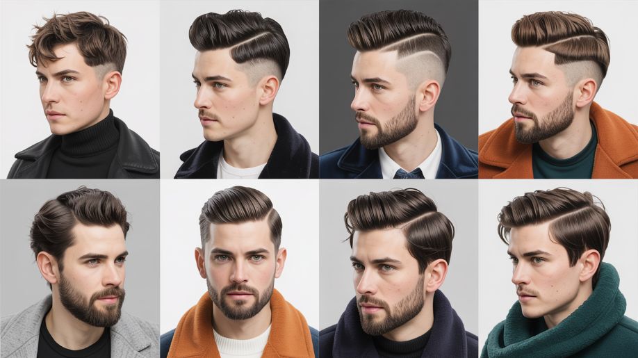 Collage of trending winter hairstyles for men 2026
