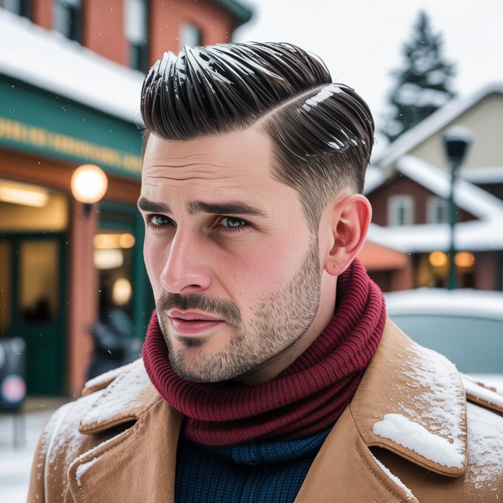 Classic side part hairstyle