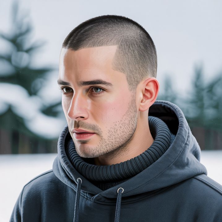 Buzz cut hairstyle for winter