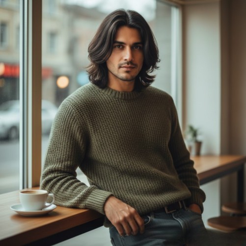 Middle-Part Curtain Hair