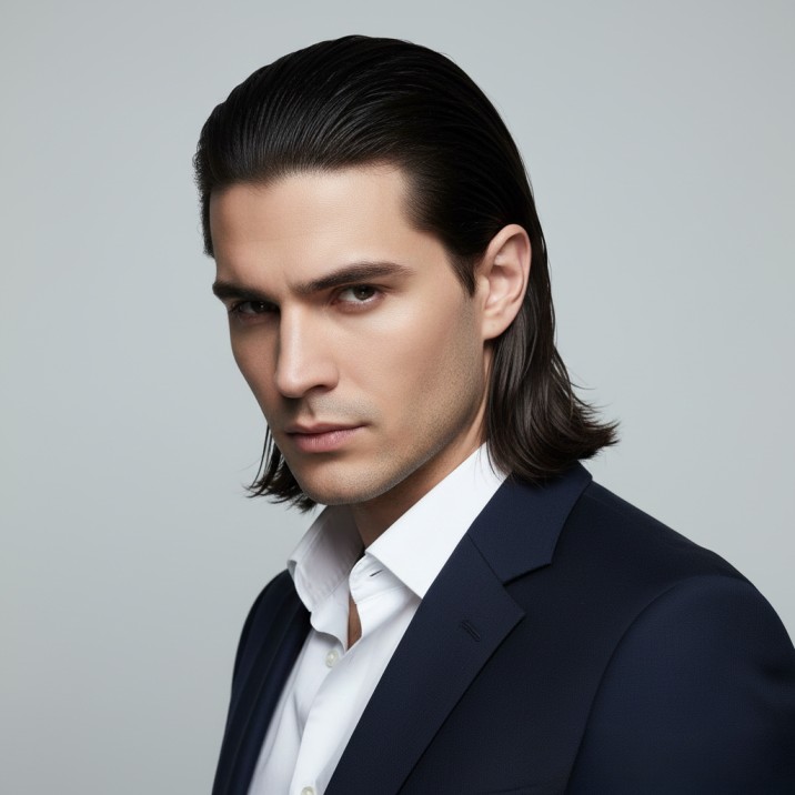 Slicked-Back Long Hair