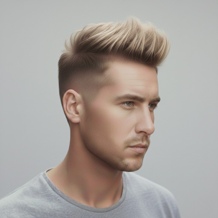 Angular spiky hairstyle for men with sharp directional spikes and textured volume