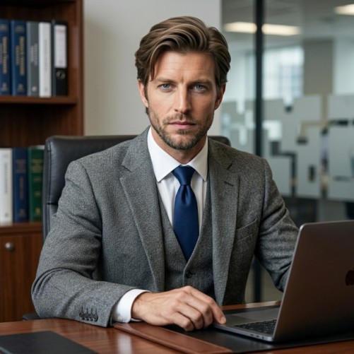 Business side sweep medium hairstyle for men with clean structure and soft volume