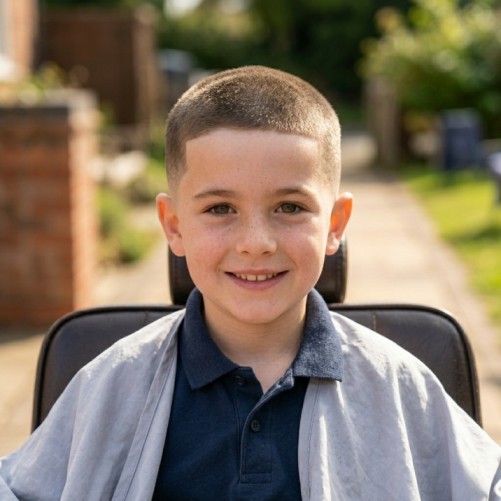 Crew cut kids haircut for boys with short sides and a slightly longer top