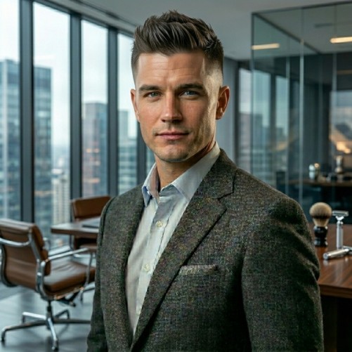 Professional faux hawk fade haircut for men