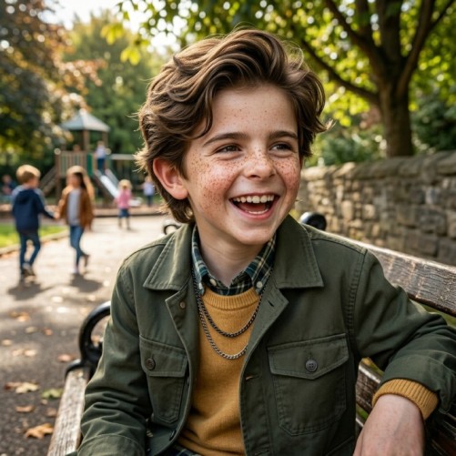Layered kids haircut for boys with textured layers and natural movement through the hair