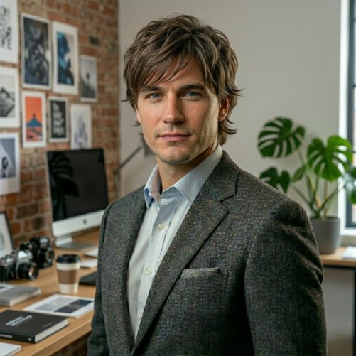 Layered modern medium-length haircut for men