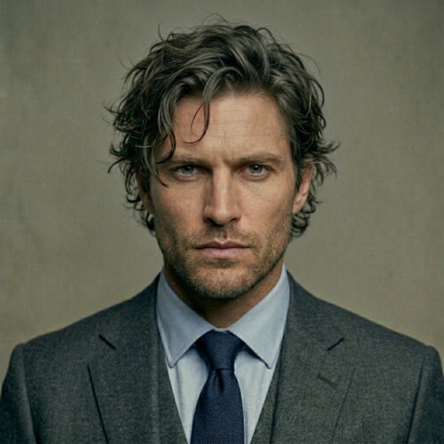 Messy textured medium hairstyle for men with tousled layers and casual natural look
