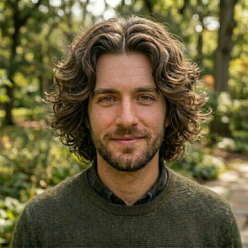 Middle part flow medium hairstyle for men with relaxed natural movement
