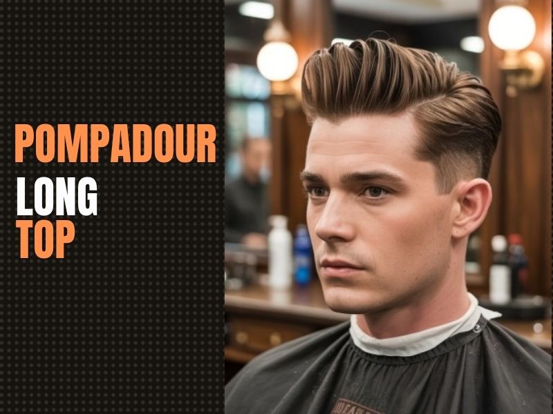 Classic pompadour hairstyle with voluminous long top and short sides