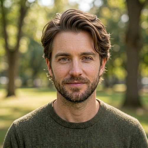 Relaxed side sweep medium hairstyle for men with soft movement and casual style