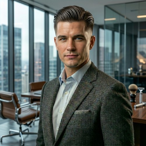Slick back undercut professional hairstyle for men