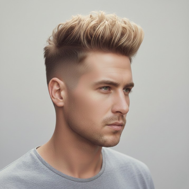 Spiky high-top fade haircut for men with tall textured spikes and a high fade