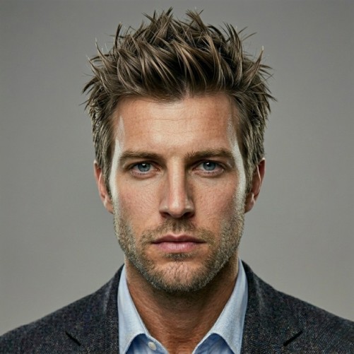 Spiky medium hairstyle for men with defined texture and bold modern look