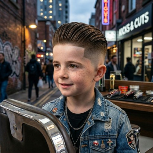 Undercut kids haircut for boys with longer hair on top and very short sides