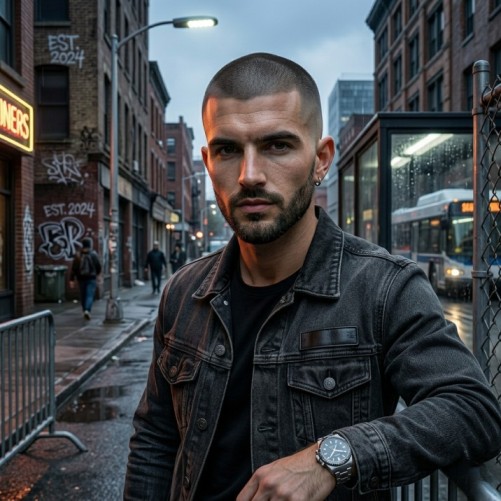Buzz cut hairstyle combined with a clean skin fade haircut
