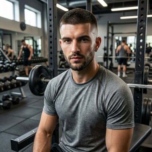 Military-inspired high and tight haircut with shaved sides