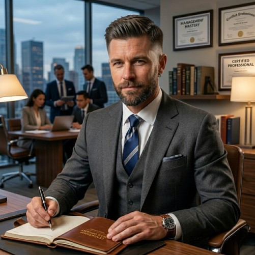 Modern gentleman haircut with polished texture and clean taper